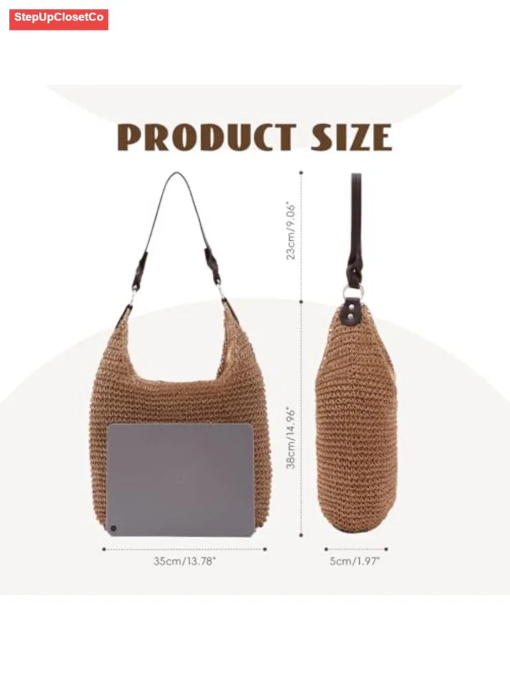 Women's Straw Hobo Bag Large Handwoven Rattan Shoulder Bag Summer Beach Tote